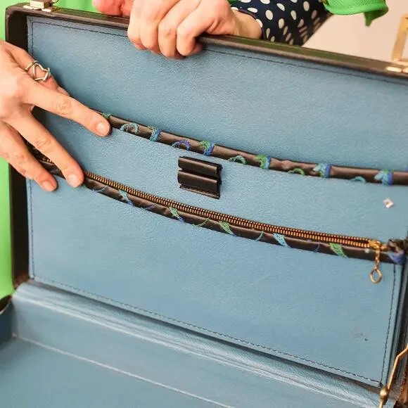 1960s Vinyl Briefcase w/ Intricate Embroidery